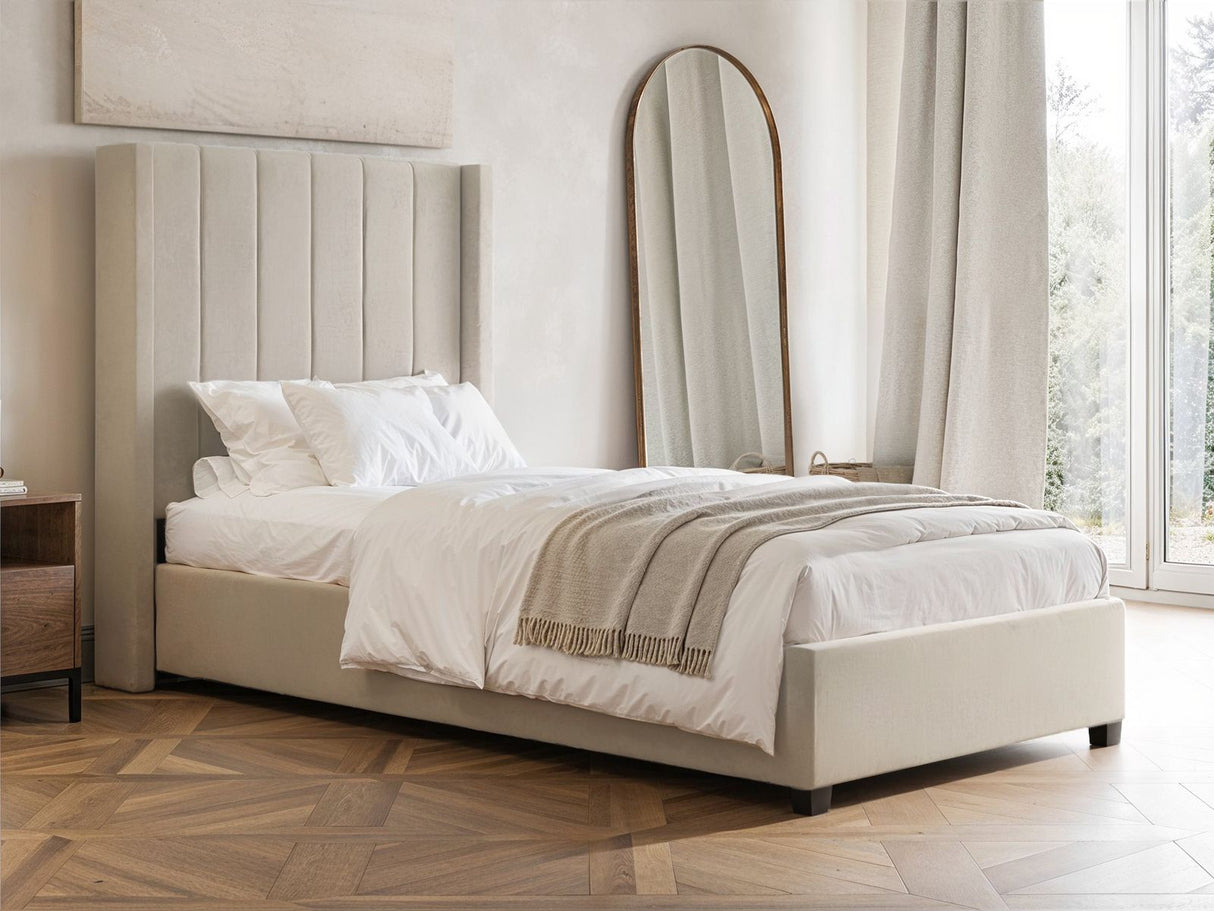 Flair Tiggy Single Ottoman Bed Velvet Beige