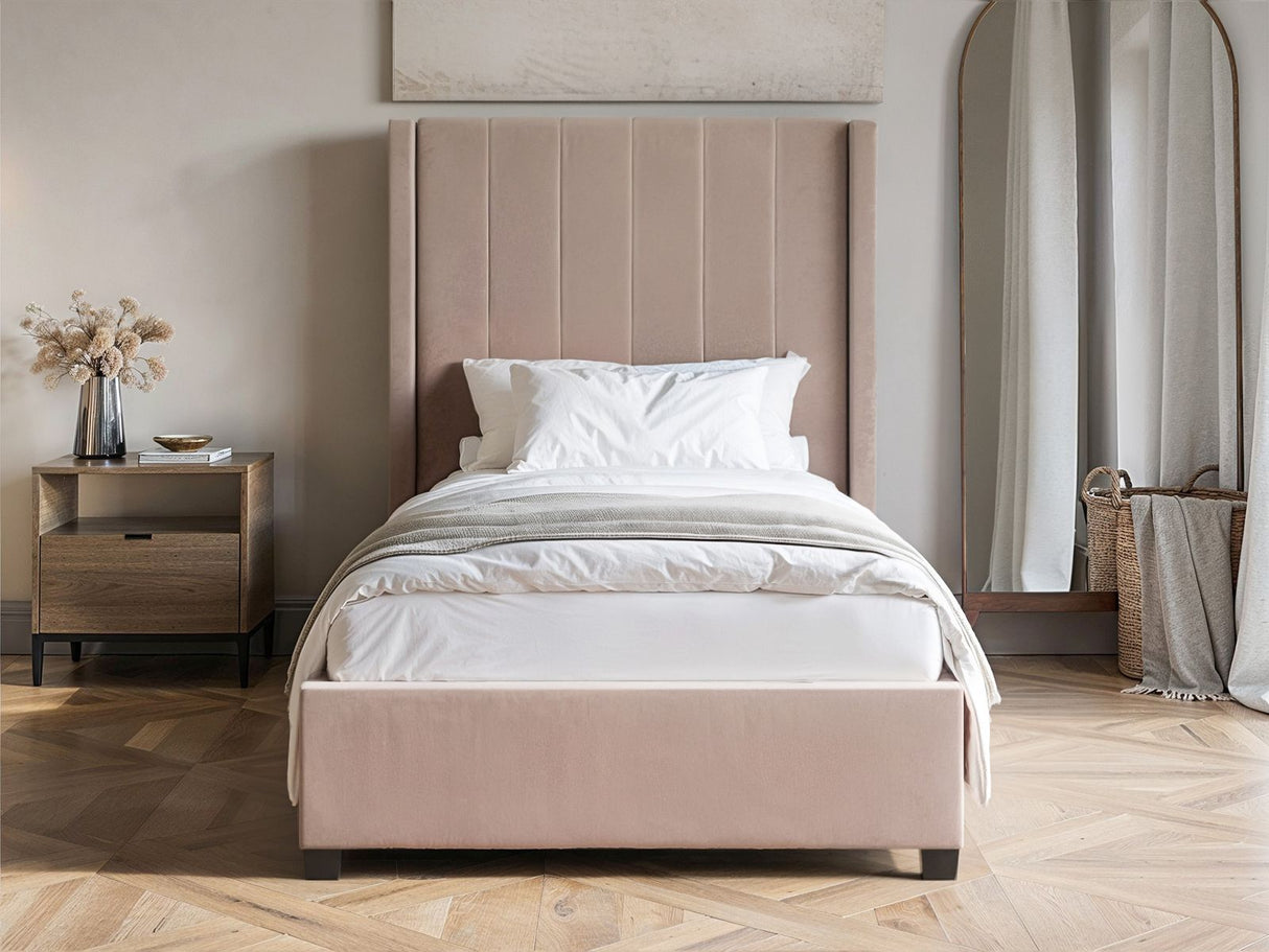 Flair Tiggy Single Ottoman Bed Velvet Pink
