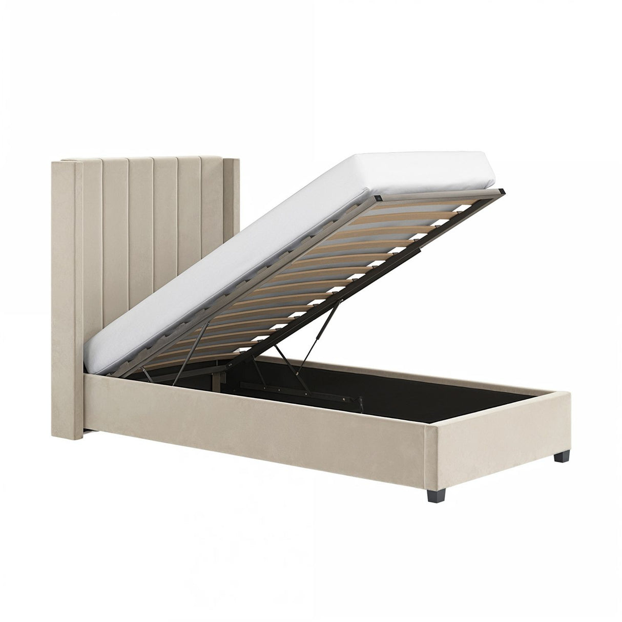 Flair Tiggy Single Ottoman Bed Velvet Beige