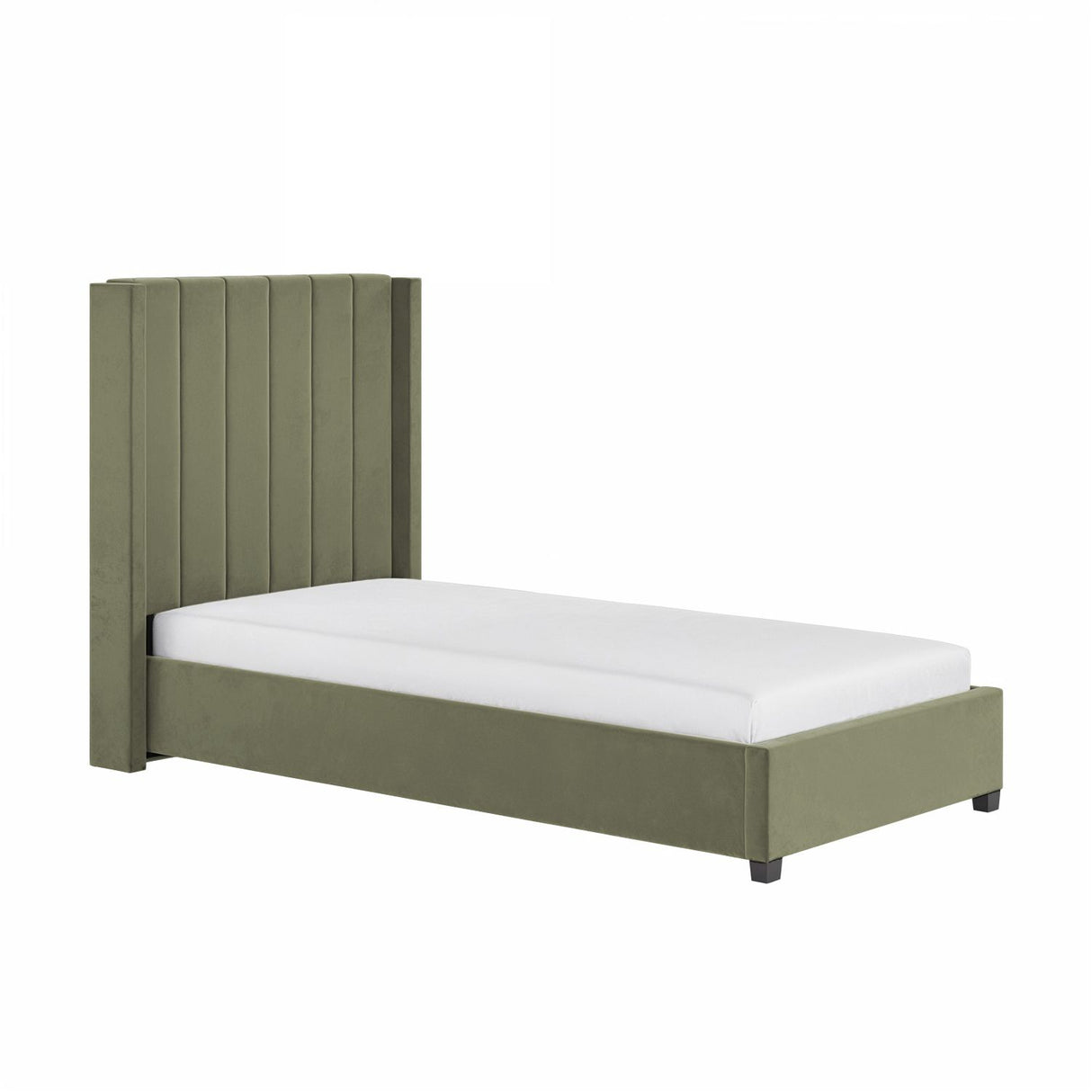 Flair Tiggy Single Ottoman Bed Velvet Khaki Green
