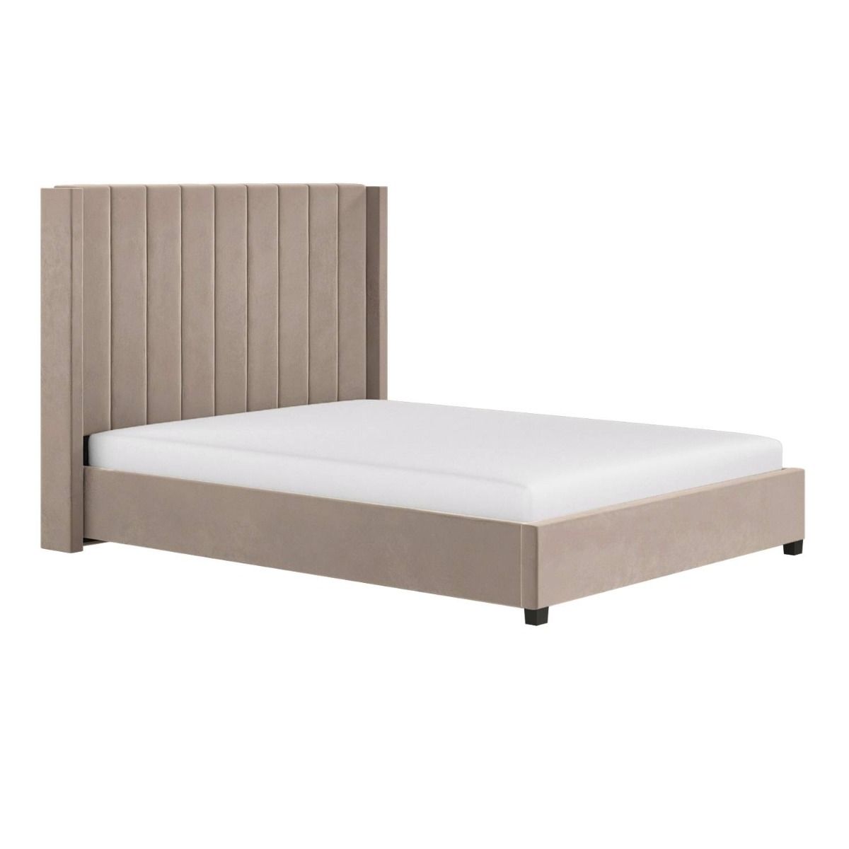 Flair Tiggy Double Ottoman Bed with Winged Headboard Beige Velvet