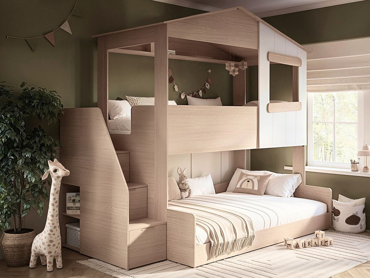 Flair Dreamland House Triple Sleeper with Staircase White & Oak