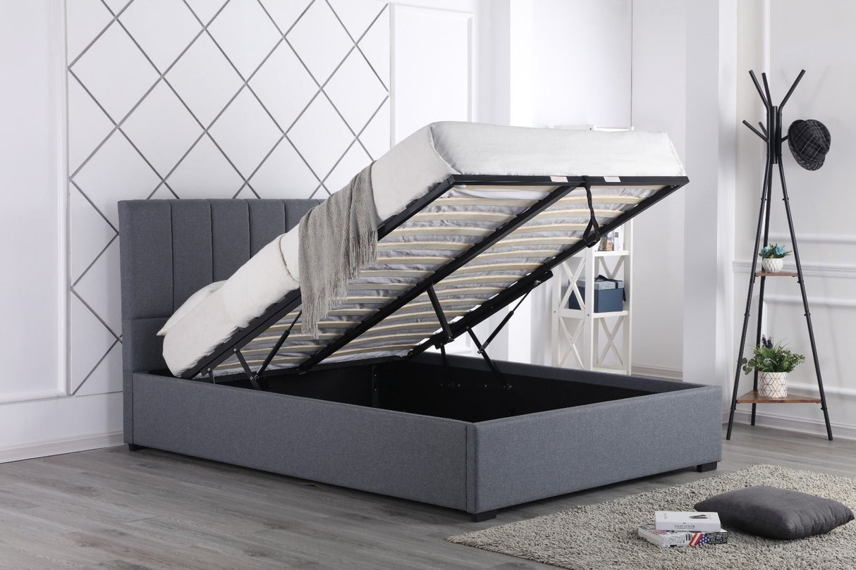 Flair Waltz Kingsize Fabric Ottoman Bed Grey