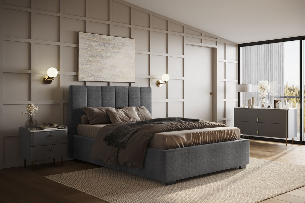 Flair Waltz Kingsize Fabric Ottoman Bed Grey