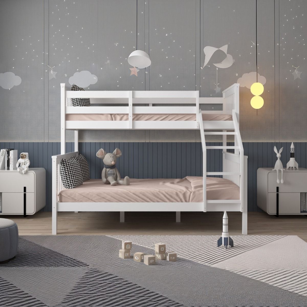 Flair Zoom Wooden Detachable Triple Bunk Bed White