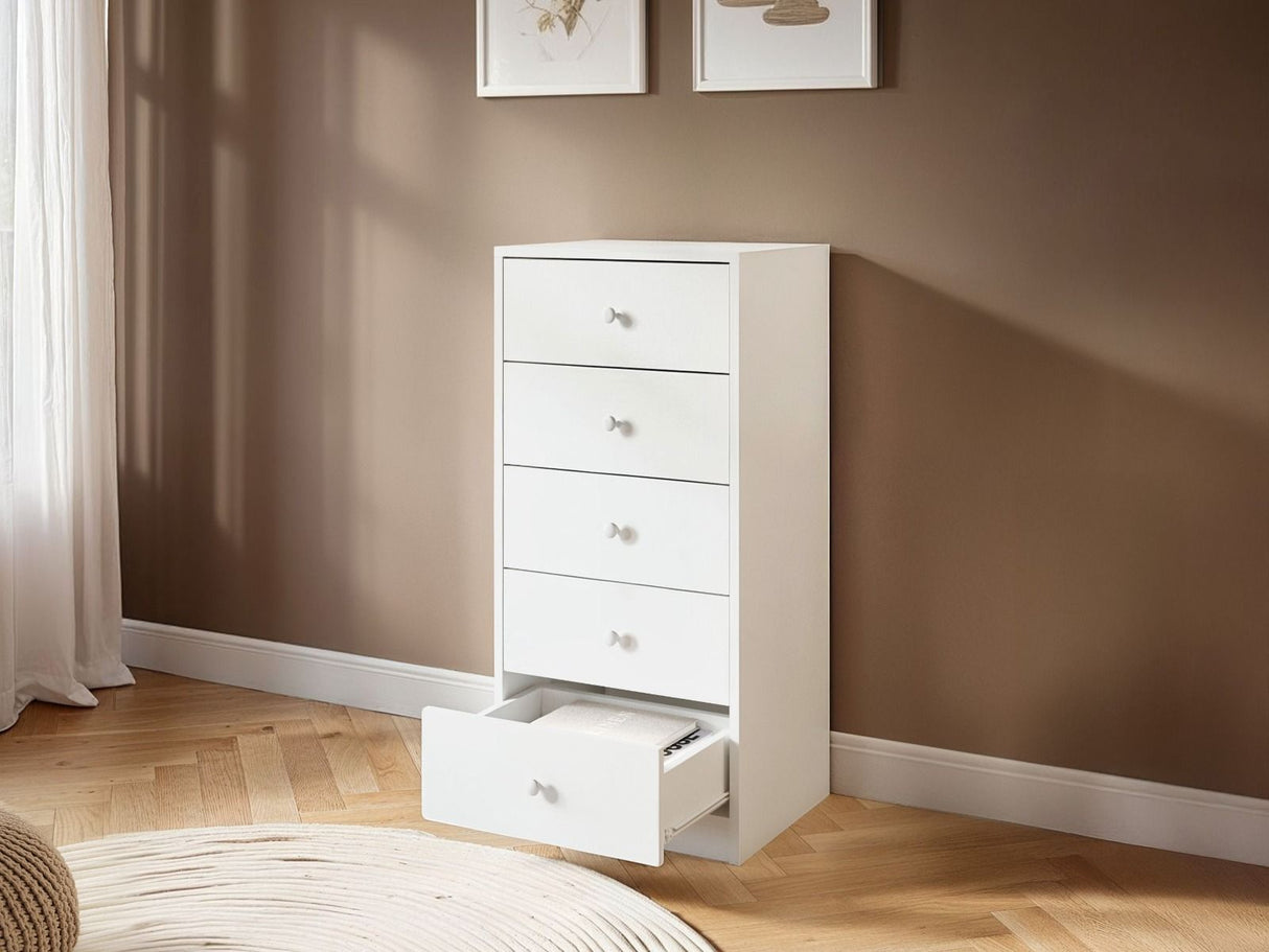 Flair Wizard Chest of 5 Drawers White