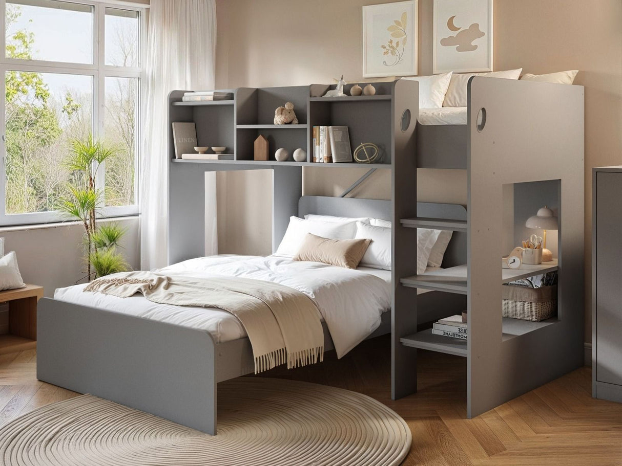 Flair Wizard L Shaped Triple Bunk Bed Grey