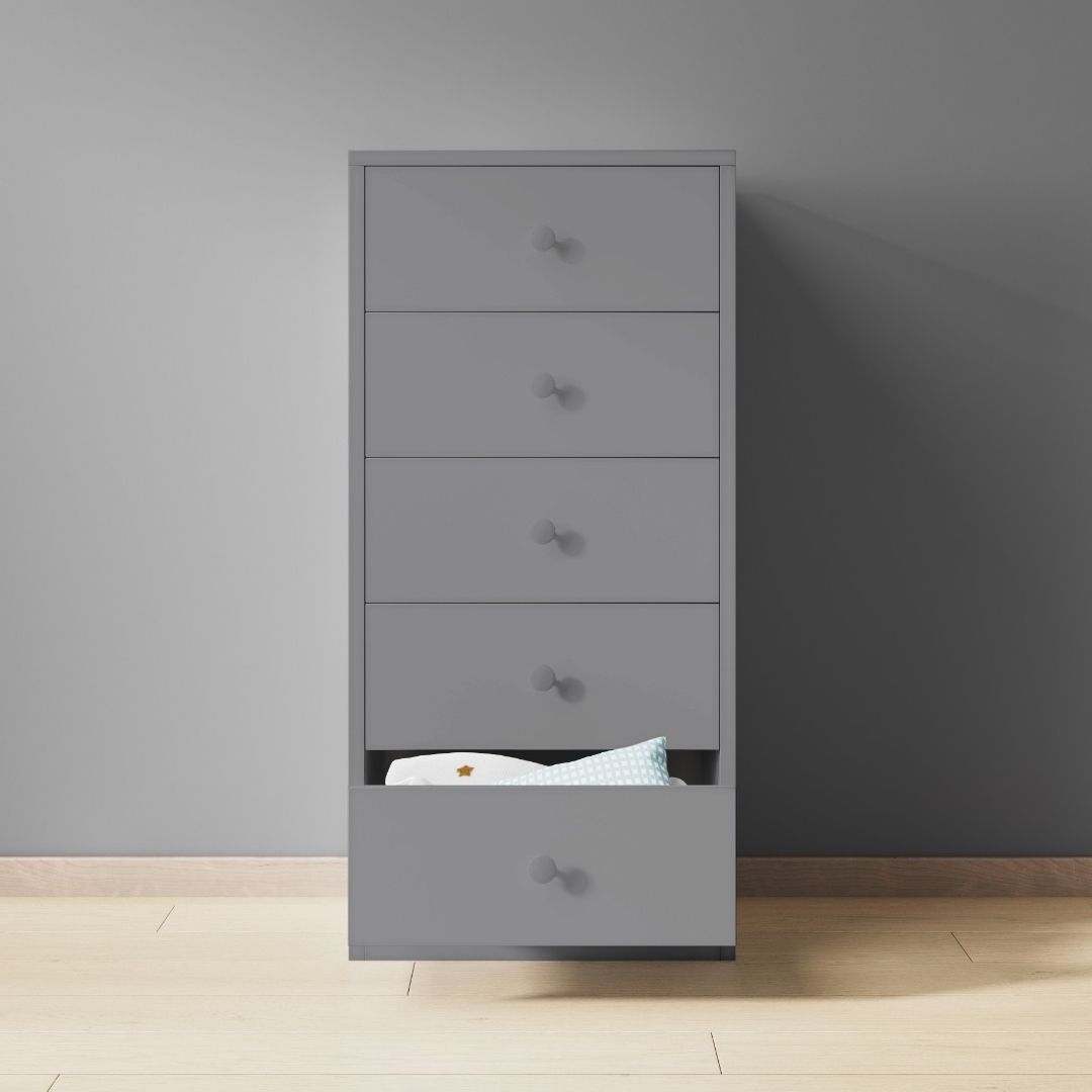 Flair Wizard Chest of 5 Drawers Grey