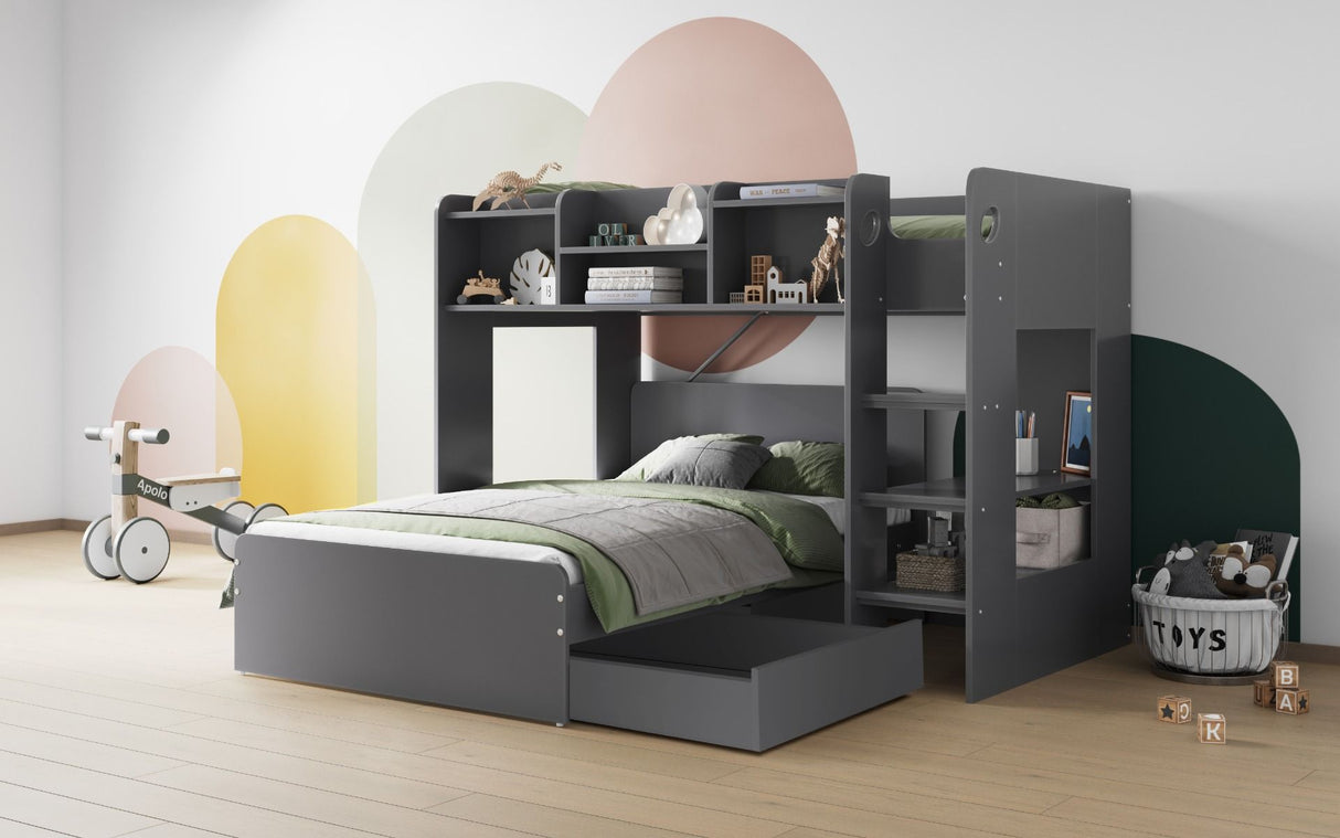Flair Wizard L Shaped Triple Bunk Bed Grey
