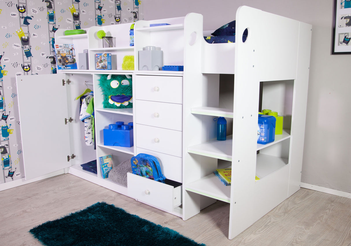 Flair Wizard Junior High Sleeper Storage Station White