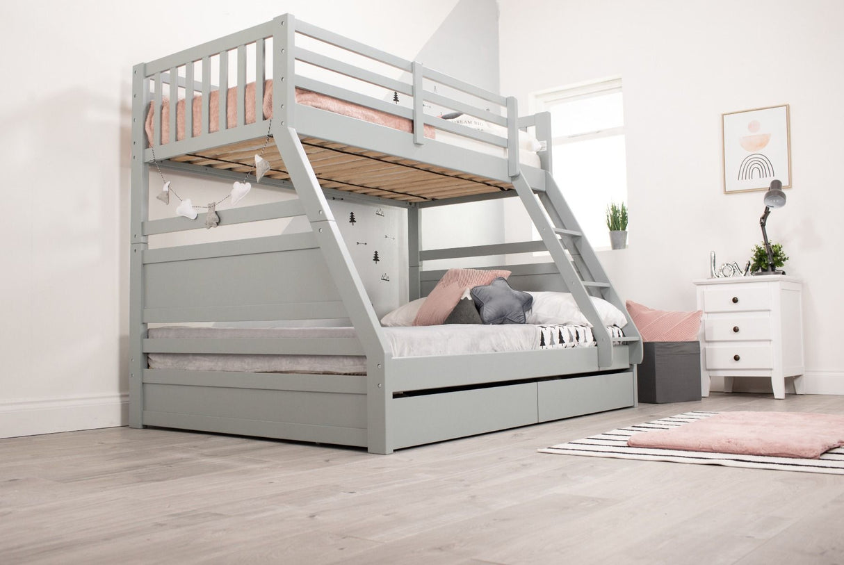 Flair Ollie Triple Bunk Bed with Drawers Grey