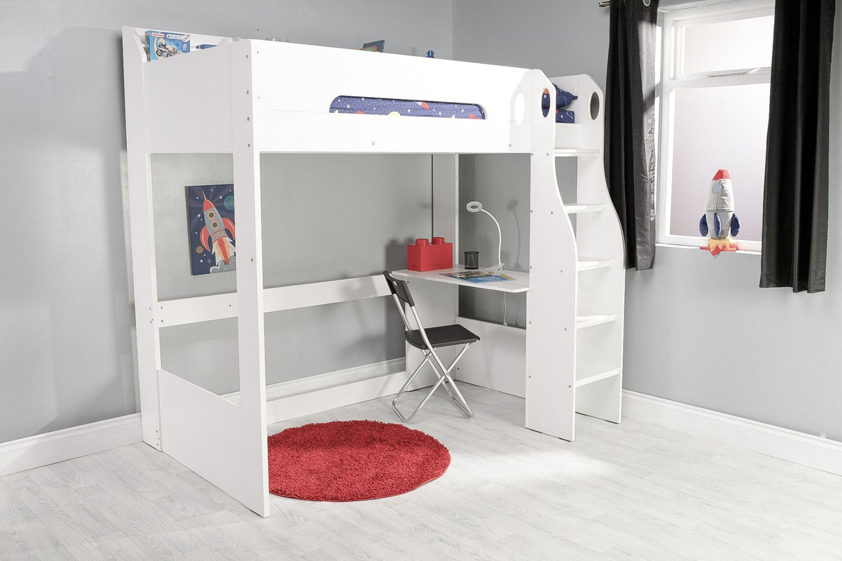 Flair Cosmic High Sleeper with Desk White