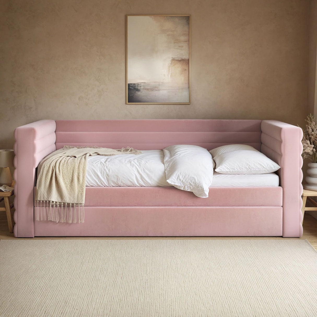 Flair Yuma Guest Bed Pink Velvet