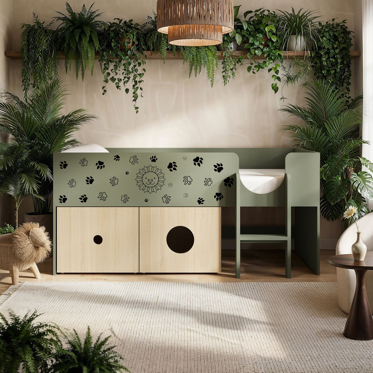 Flair Zaiden Mid Sleeper with Toy Box Green