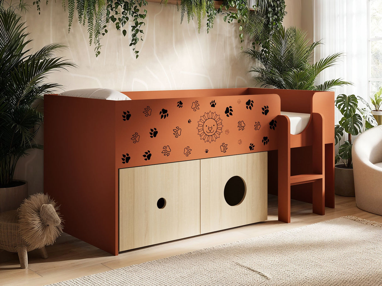 Flair Zaiden Mid Sleeper with Toy Box Orange