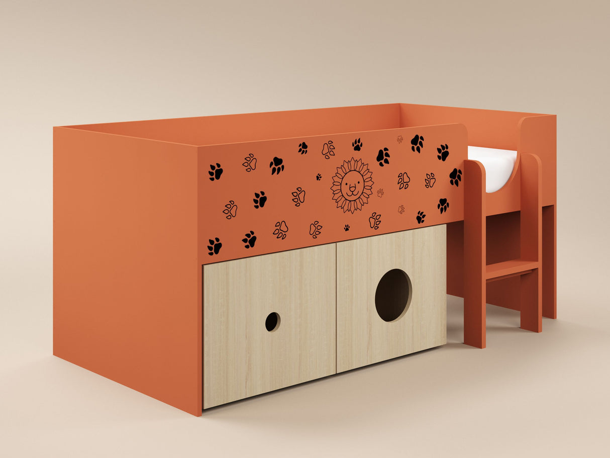 Flair Zaiden Mid Sleeper with Toy Box Orange