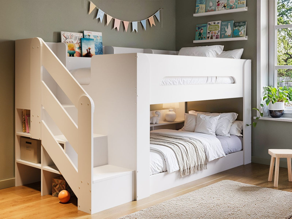 Flair Zeno Staircase Low Bunk with Storage White