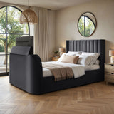 Flair Fallon TV Side Lift Ottoman Bed Charcoal Velvet Double