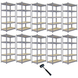 10 x Q-Rax Grey Metal Racking Units 120 x 50 x 180cm