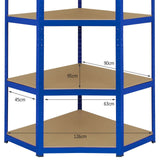 Monster Racking T-Rax Corner Storage Shelf Unit, Blue, 90cm Wide