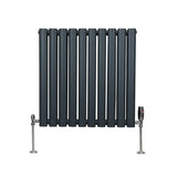 Oval Column Radiator & Valves - 600mm x 600mm – Anthracite Grey