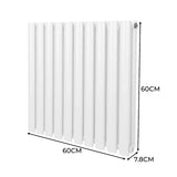 Oval Column Radiator & Valves - 600mm x 600mm – White