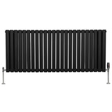 Oval Column Radiator & Valves - 600mm x 1440mm – Black