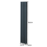 Oval Column Radiator & Valves - 1600mm x 240mm – Anthracite Grey