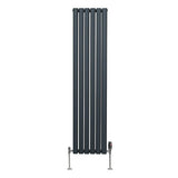 Oval Column Radiator & Valves - 1600mm x 360mm – Anthracite Grey