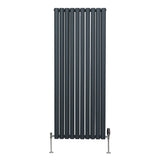 Oval Column Radiator & Valves - 1600mm x 600mm – Anthracite Grey