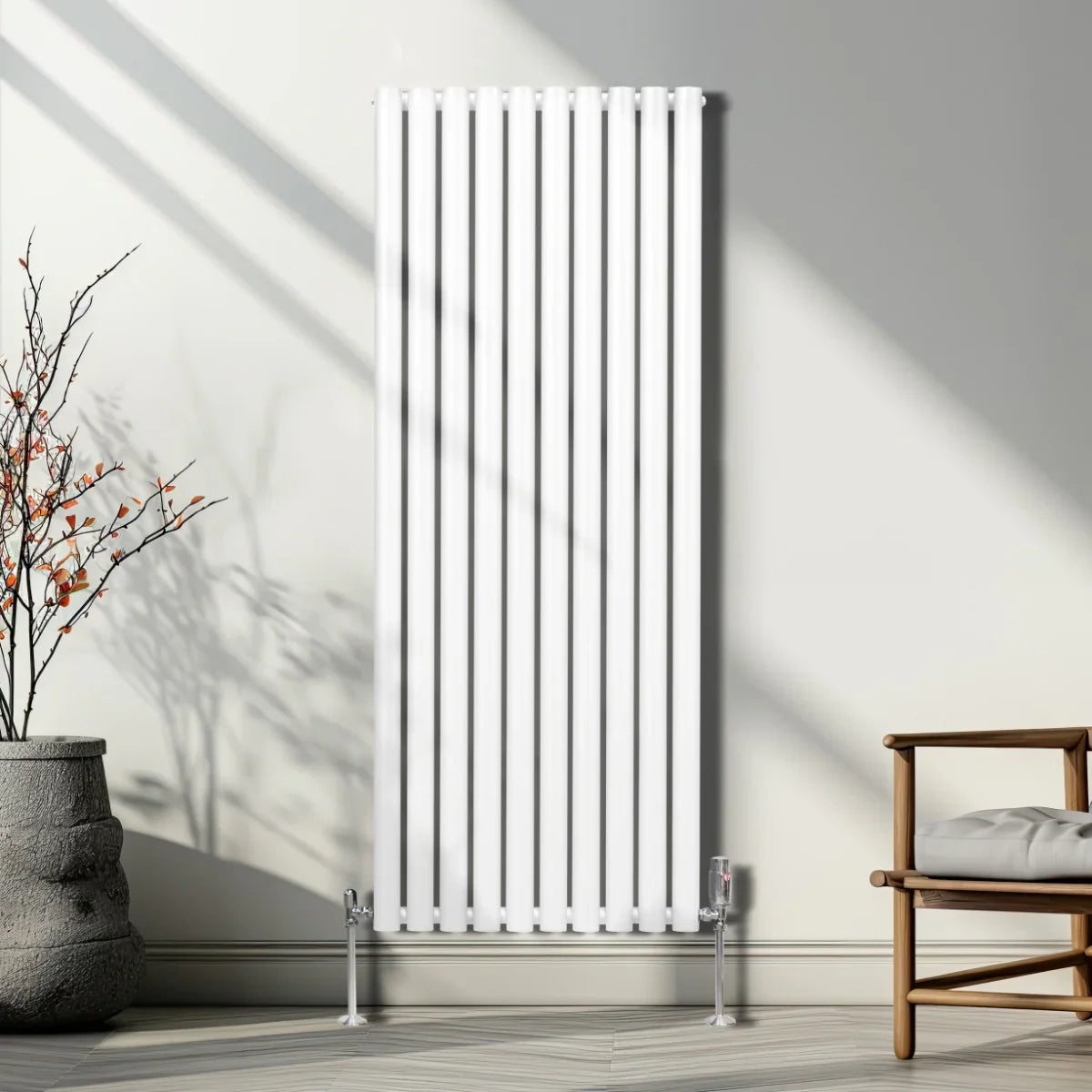 Oval Column Radiator & Valves - 1600mm x 600mm – White