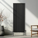 Oval Column Radiator & Valves - 1600mm x 600mm – Black