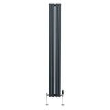 Oval Column Radiator & Valves - 1800mm x 240mm – Anthracite Grey