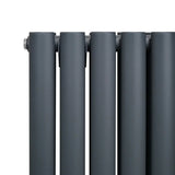Oval Column Radiator & Valves - 1800mm x 360mm – Anthracite Grey