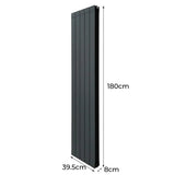 Aluminium Radiator & Valves – 1800mm x 395mm – Anthracite Grey