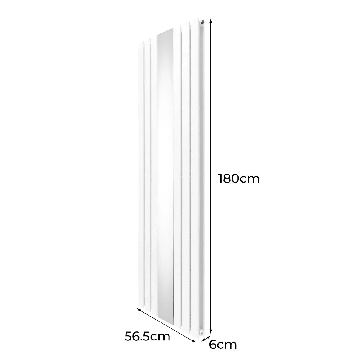 Flat Mirror Radiator & Valves - 1800mm x 565mm - White
