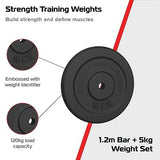 1.2m 1" Barbell and 5kg Set Cast Iron Weight Plate