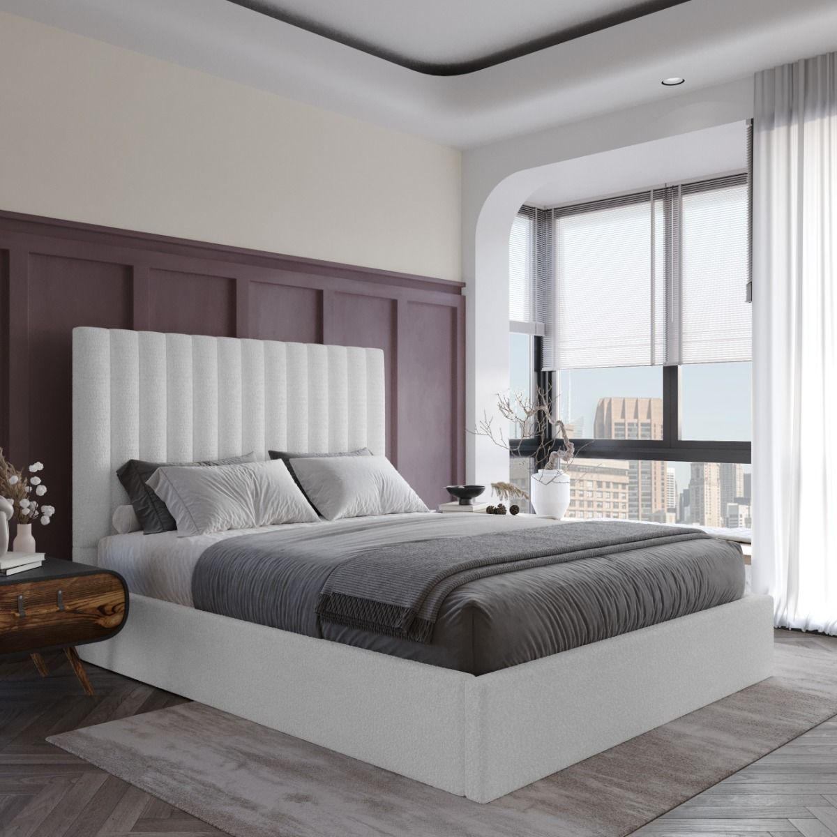Flair Everley Double Boucle Ottoman Bed Cream