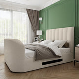 Flair Megane Kingsize Side Lift TV Ottoman Bed Cream Boucle