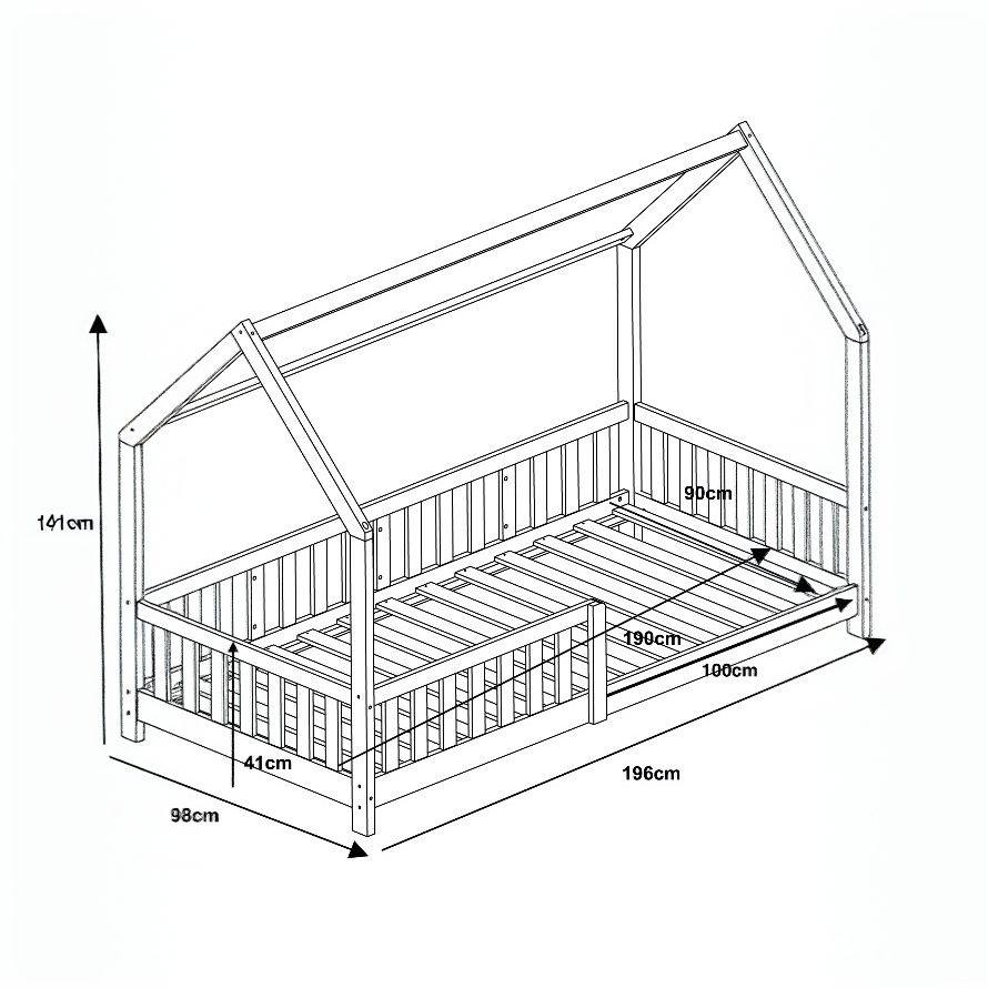 Flair Explorer Single Play House Floor Bed with Rails Grey Wooden