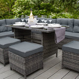 Rattan Corner Set & Storage Box - Grey