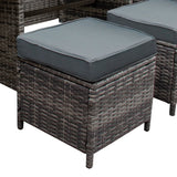 Rattan Corner Set & Storage Box - Grey