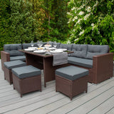 Rattan Corner Set & Storage Box - Brown