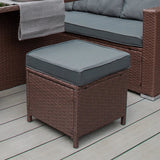 Rattan Corner Set & Storage Box - Brown