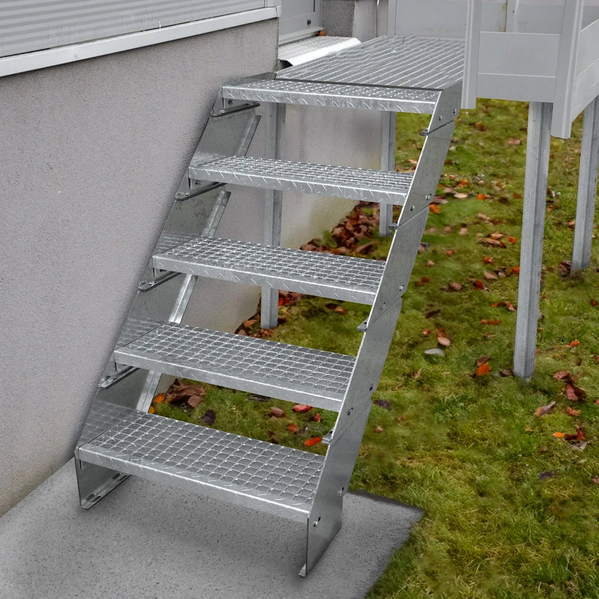 Adjustable 8 Section Galvanised Staircase - 900mm Wide