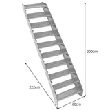 Adjustable 10 Section Galvanised Staircase - 600mm Wide