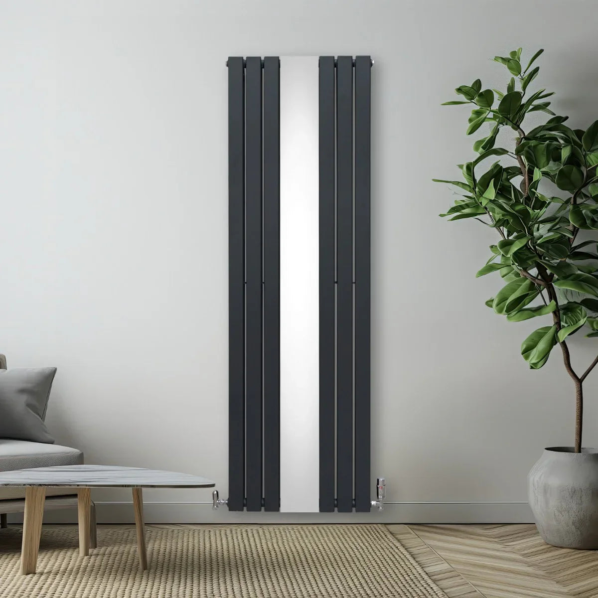 Flat Mirror Radiator - 1800mm x 565mm - Anthracite Grey
