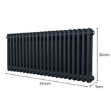Traditional 2 Column Radiator - 300 x 1012mm - Anthracite Grey