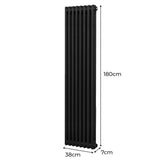 Traditional 2 Column Radiator - 1800 x 382mm - Black
