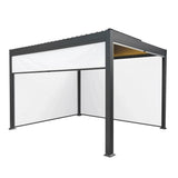 Anthracite Aluminium Pergola With White Blinds & LED Lights - 3m x 4m